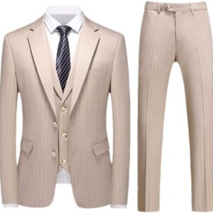 Men Wedding Suits Groom Suits 3 Piece Striped Business Formal Dress Suit