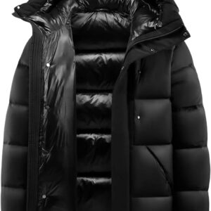 Down Jacket Men’s Thicken Hooded Coats Windproof Cold Proof Winter Warm Fluffy Overcoat For Male