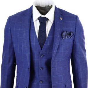 Mens 3 Piece Suit Royal Blue  Suit Classic Wedding Formal